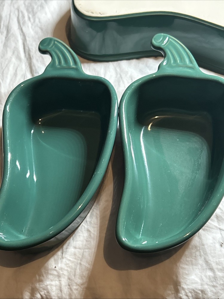 Game Day/Party 4Pc.green Pepper/chile Baking Serving Freezer Microwave Dish EUC