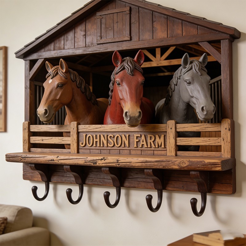 Custom-made ranch and stable-themed wall hooks key holder