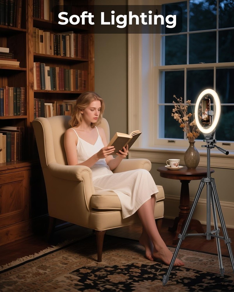 Sensyne 10'' Ring Light with 50'' Extendable Tripod Stand, LED Circle Lights wit
