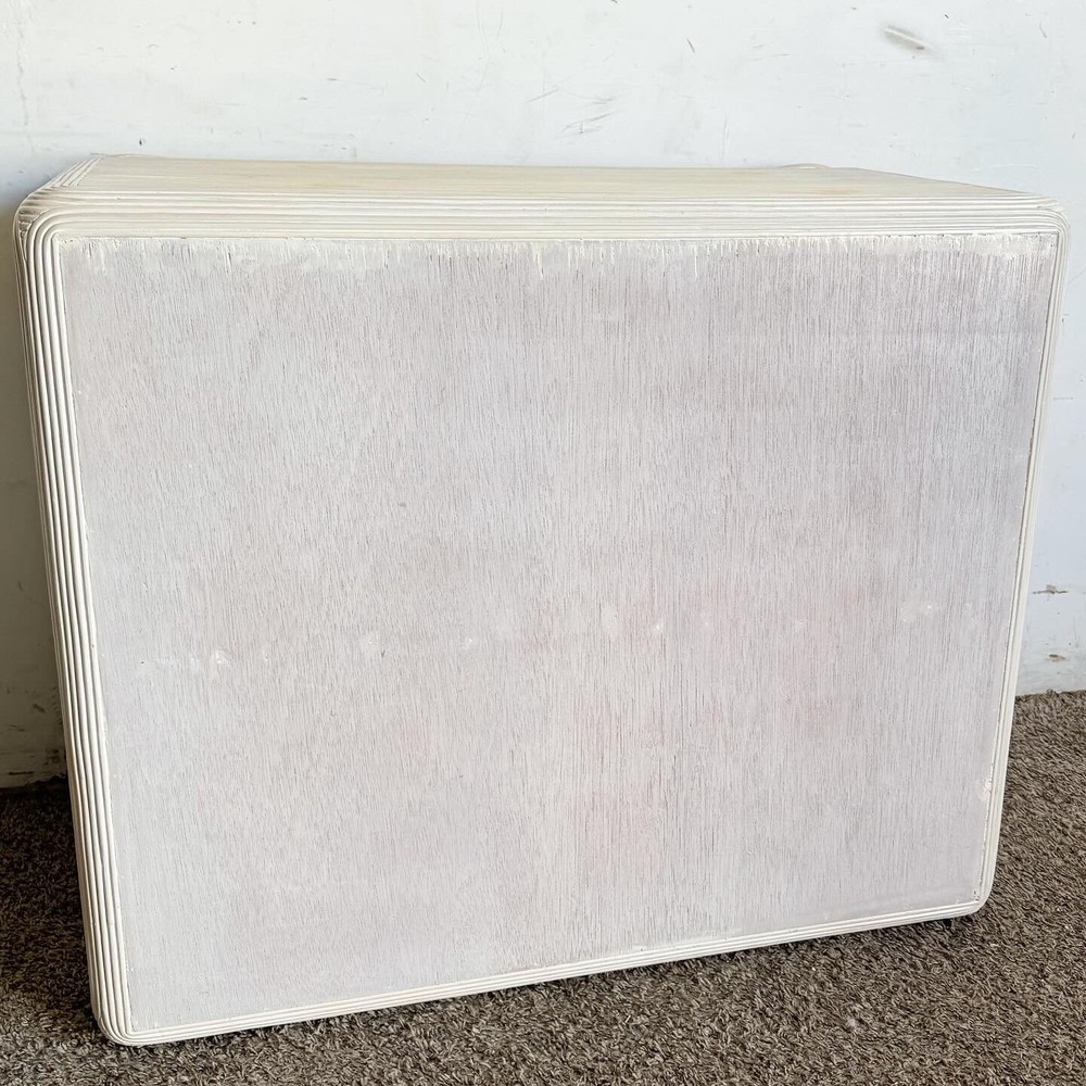 Boho Chic White Washed Ribbon Pencil Reed Cabinet/Sideboard