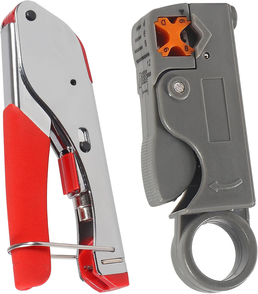 Coax Cable Crimper Tool Kit Coaxial Compression Tool Fitting Wire Stripper with