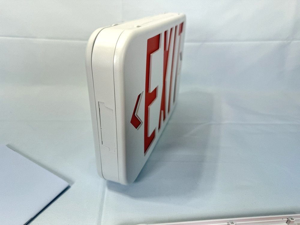 Two Amazon Commercial LED Emergency Exit Signs Battery Backup Open Boxes 2 sided