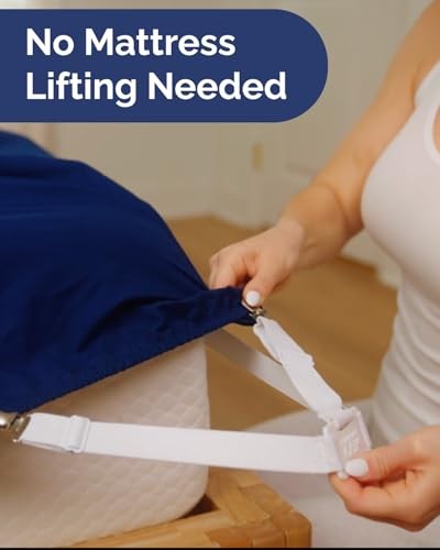 Bed Sheet Holders - Adjustable Elastic Fasteners with Metal Clips - Sheet