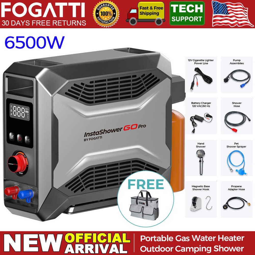 Propane Portable Tankless Water Heater Table Top Instant Hot Camping ,22000BTU