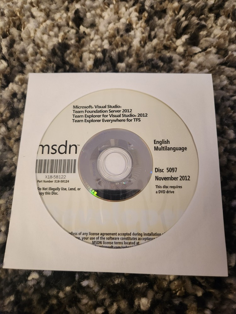 MSDN Microsoft Visual Studio Team Foundation Server 2012 and more DVD Disc