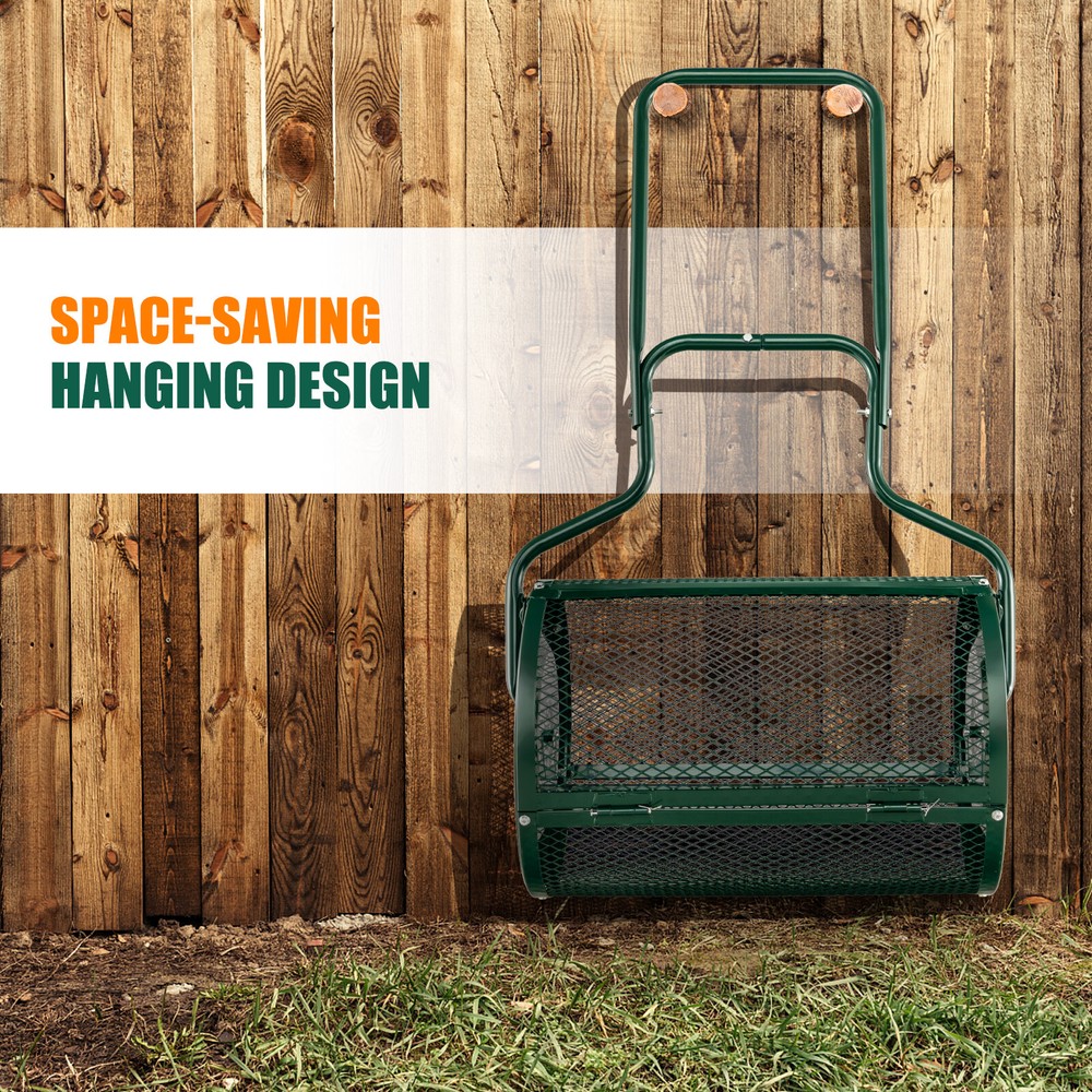 27" Compost Spreader Peat Moss Spreader Heavy Duty Garden Metal Mesh Roller