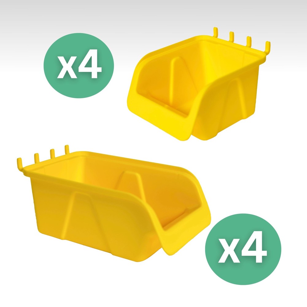 WallPeg Peg board Bin Kit - PB-4 - Pegboard Accessories for Garage Yellow