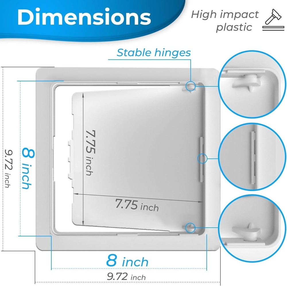 White Impact-Resistant 8x8 Access Panel - Perfect for Plumbing & Electrical