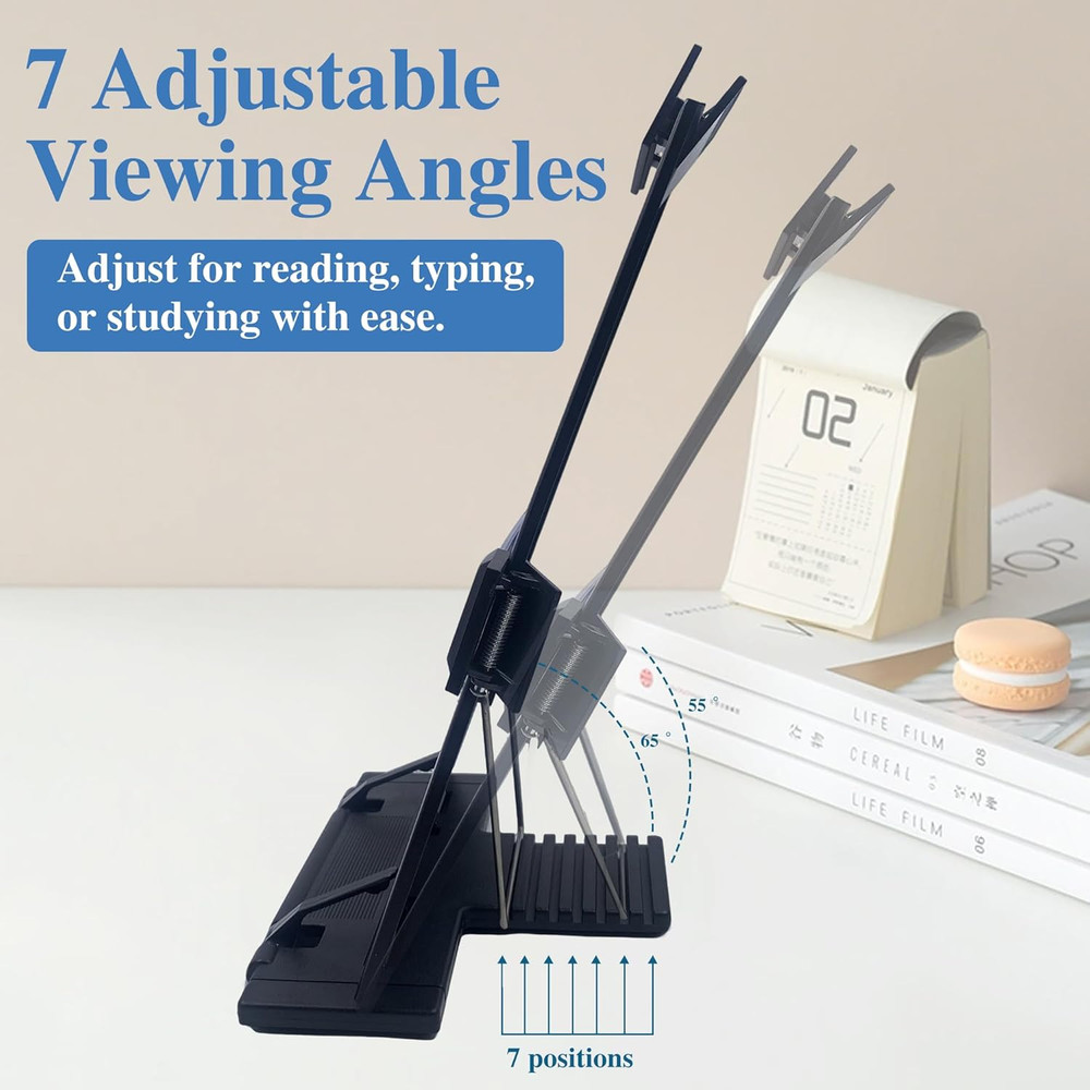 Desktop Document Book Holder with 7 Adjustable Positions, Black Document Holder