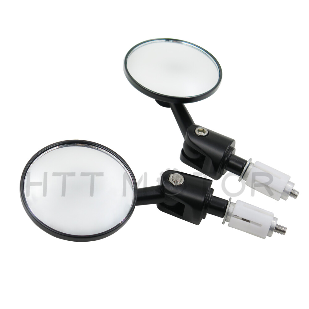 Round Bar End 1" 25MM Mirrors Adjustable Foldable For Harley Davidson Black