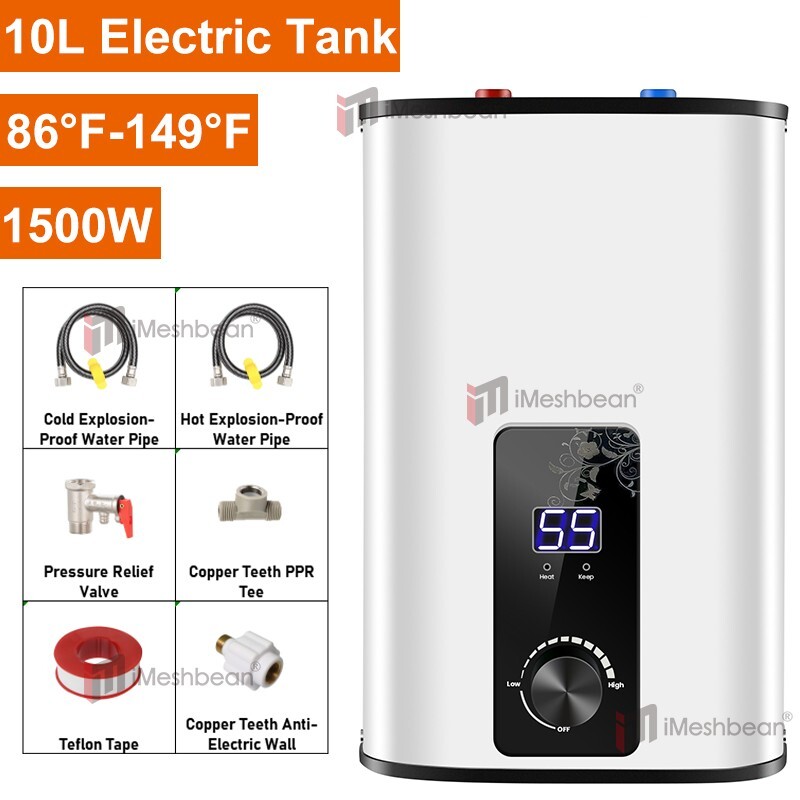 10L Electric Tank Water Heater Digital Display Kitchen Bathroom Home 95°F-167°F