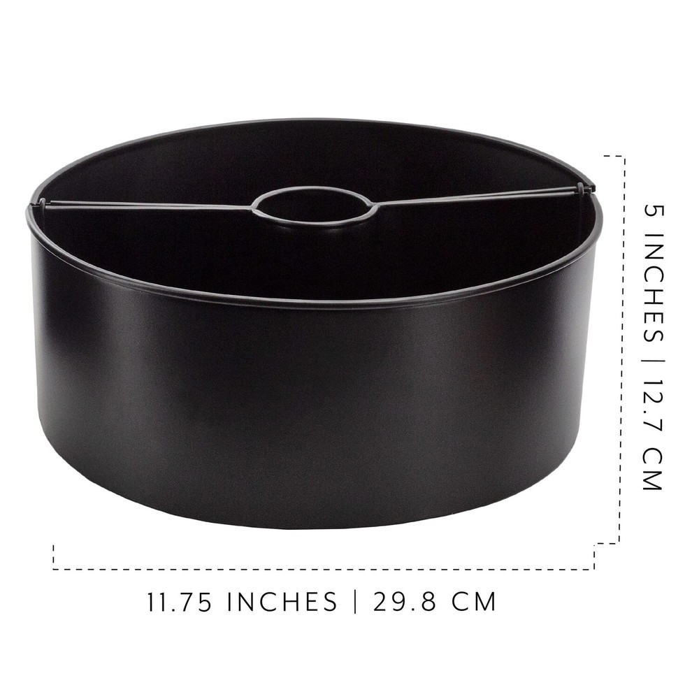 Umbrella Planter for Patio Table w/Umbrella Hole (Black), Enamelware Half-Cir...