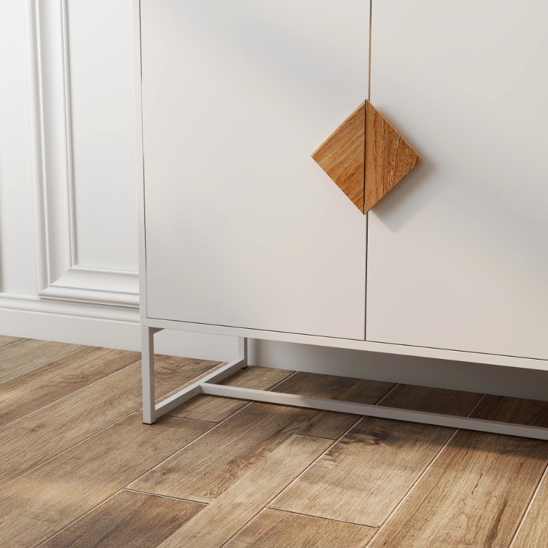 Solid wood special square handle design with 4 doors and double storage sideboar