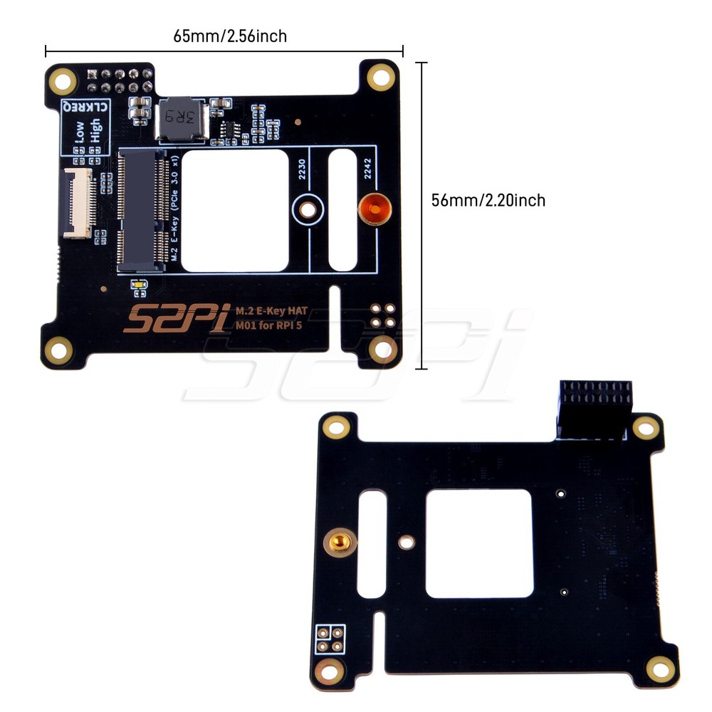 M01 M.2 2230/2242 E-key Top Extension Adapter Board for Raspberry Pi 5