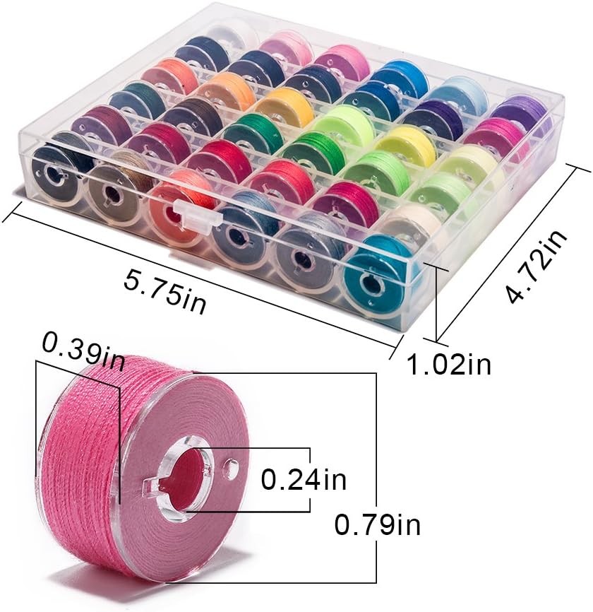 BetyBedy 36Pcs Bobbins and Sewing Threads with Bobbin Case for Multiple Sewing M