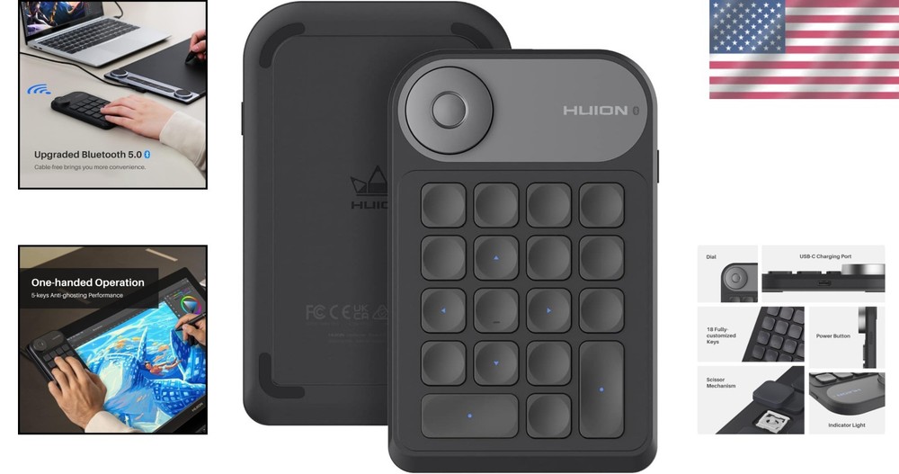 Mini Bluetooth Keypad with Dial for Drawing Tablet, PC