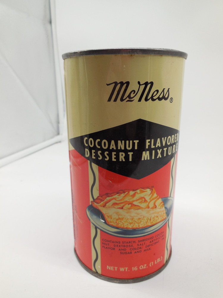 Vintage McNess Chocolate & Cocoanut Flavored Dessert Mixture Tin
