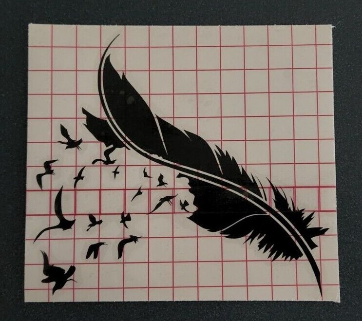 Feather with Birds Vinyl Decal