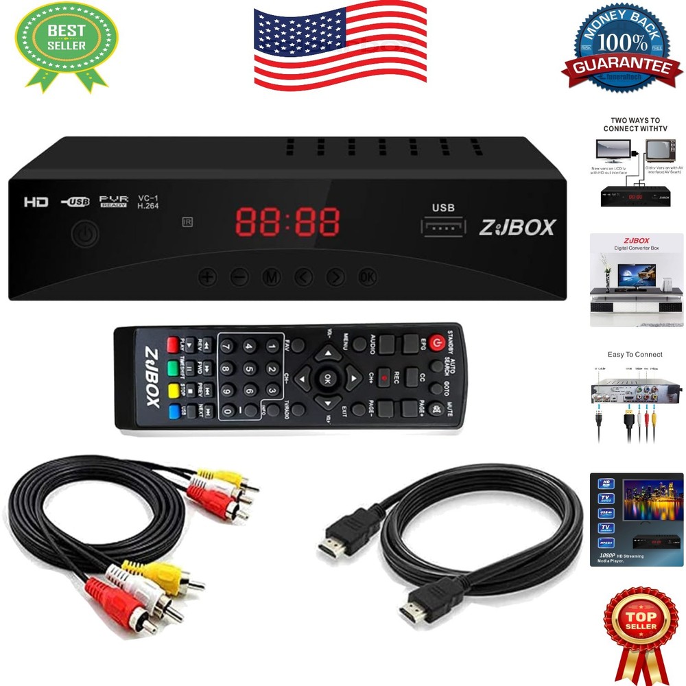 Multi-Function ATSC Digital TV Converter - Compact 1080P Playback & Recording