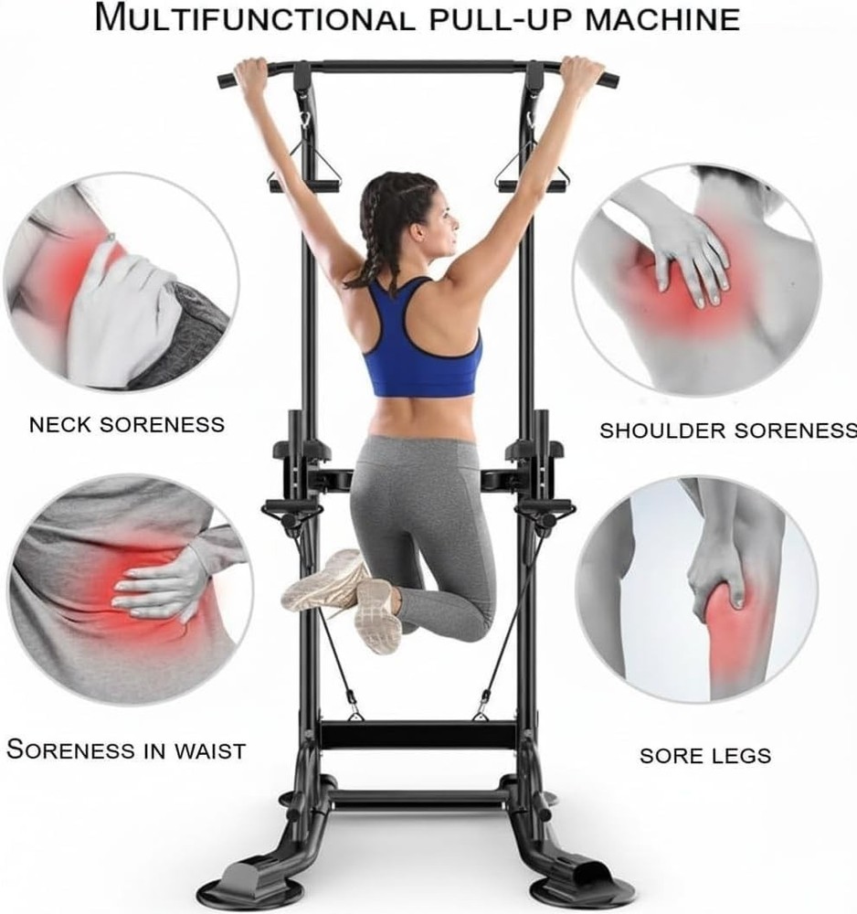 Power Tower Pull Up Bar Dip Station Assistive Trainer Multi-Function Home Gym