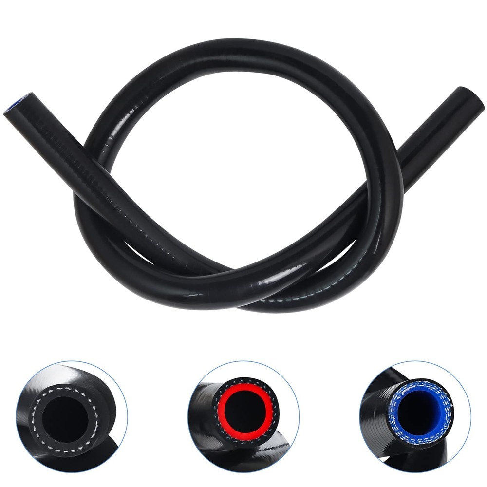 KDP 1/4"X5FT(ID:6MM) 1.5 M Silicone Heater Hose Coolant 1/4"X5FT, Black