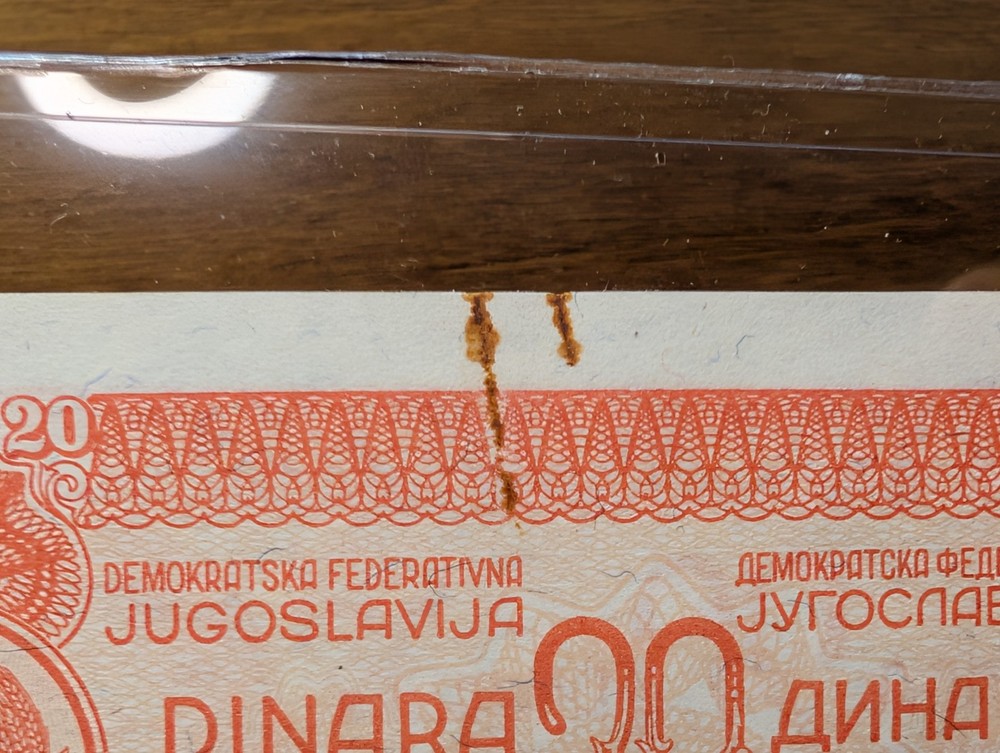 1944 Yugoslavia 20 Dinara Currency Note