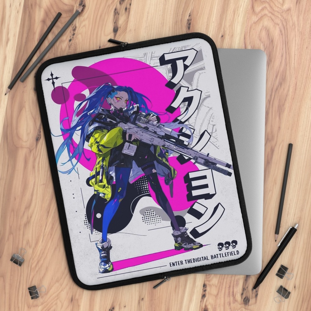 Cyberpunk Anime Laptop Sleeve, Tech Case, Computer Cover, Electronics Pouch,