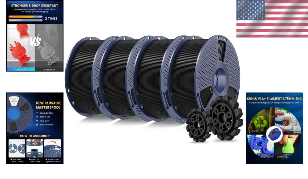 1.75mm 4KG PLA+ Filament Bundle - Neatly Wound, Durable, Quick Printing Solution