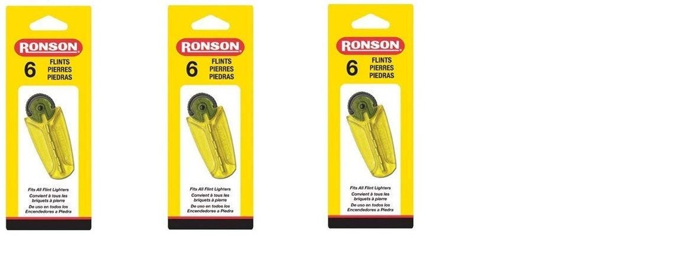 Ronson Flints 6CT(Pack of 3) 6 (Pack 3), Yellow