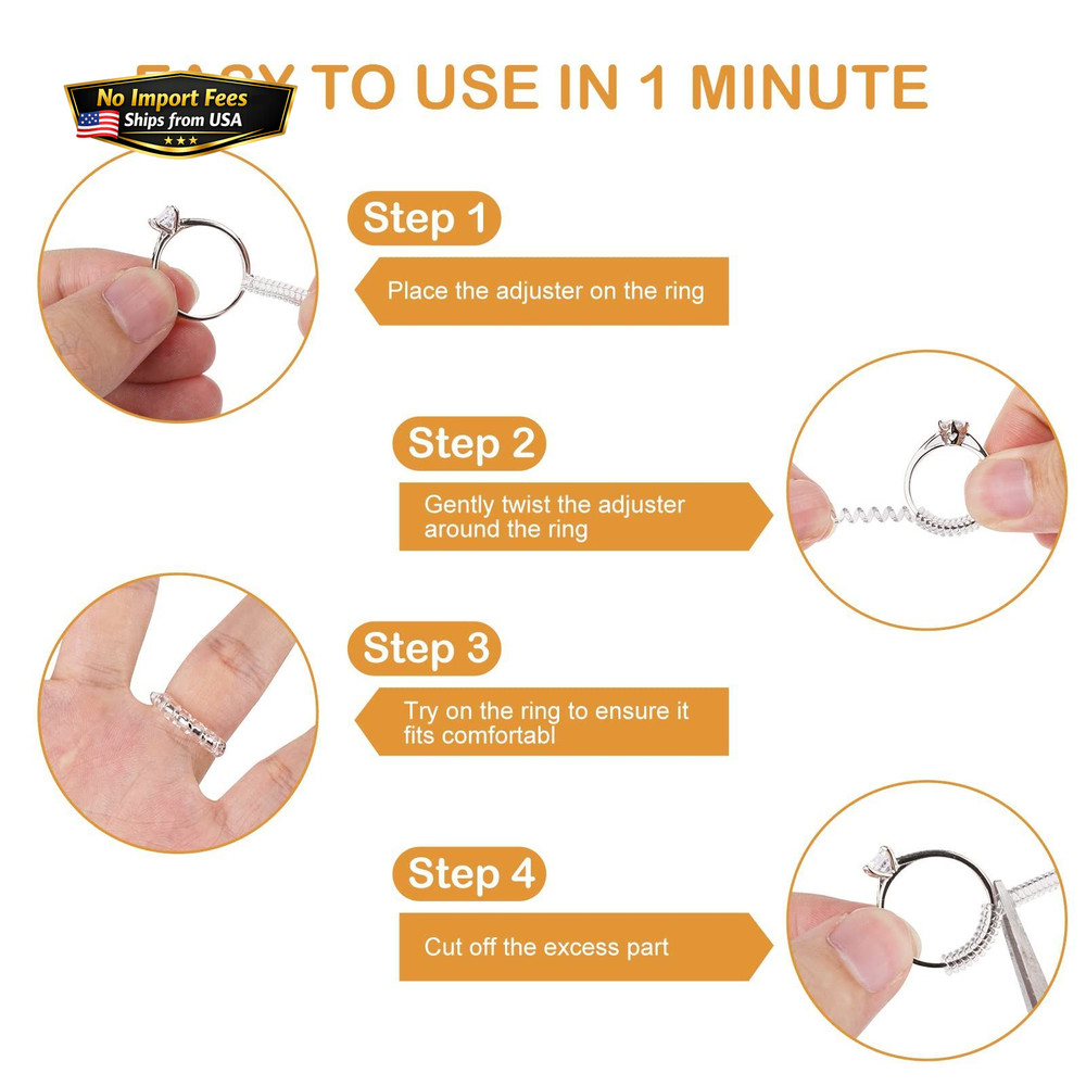 ARCUAT Ring Sizer Adjuster for Loose Rings, 12 Pack 4 Sizes Invisible Clear