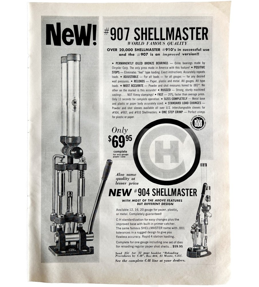 Shellmaster 904 Press Reloading 1964 Advertisement Bullets Ammo DWEE13