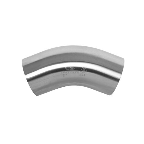 45 Degree Sanitary Stainless Steel Long Bend Weld Fitting 3" 316L