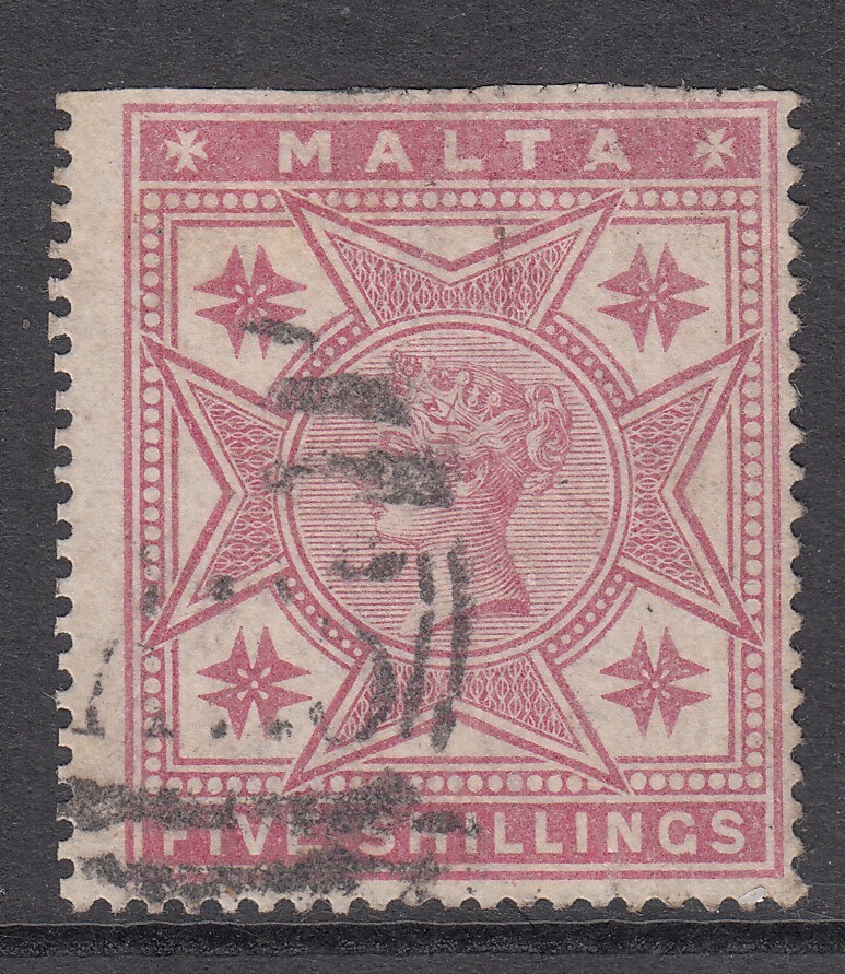 Malta: QV 5s, used, flat top, c. 1886