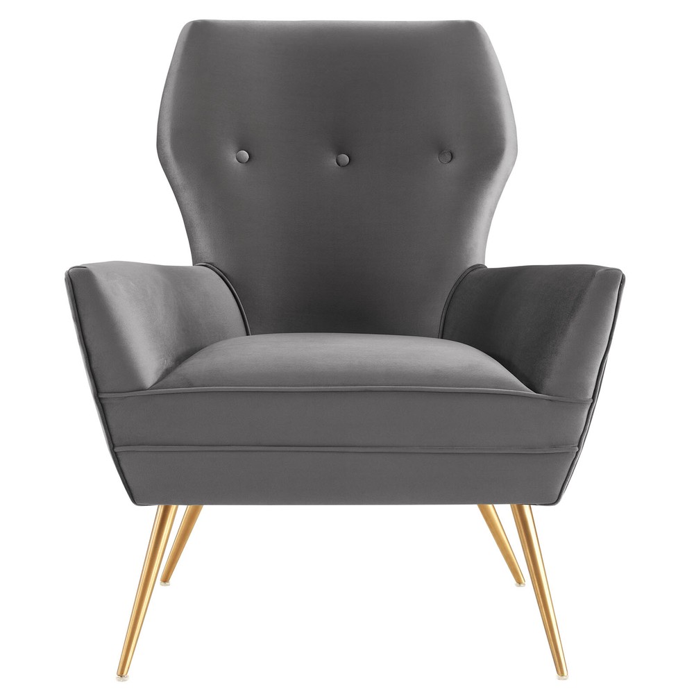 Modway Renata Button Tufted Performance Armchair in Gray