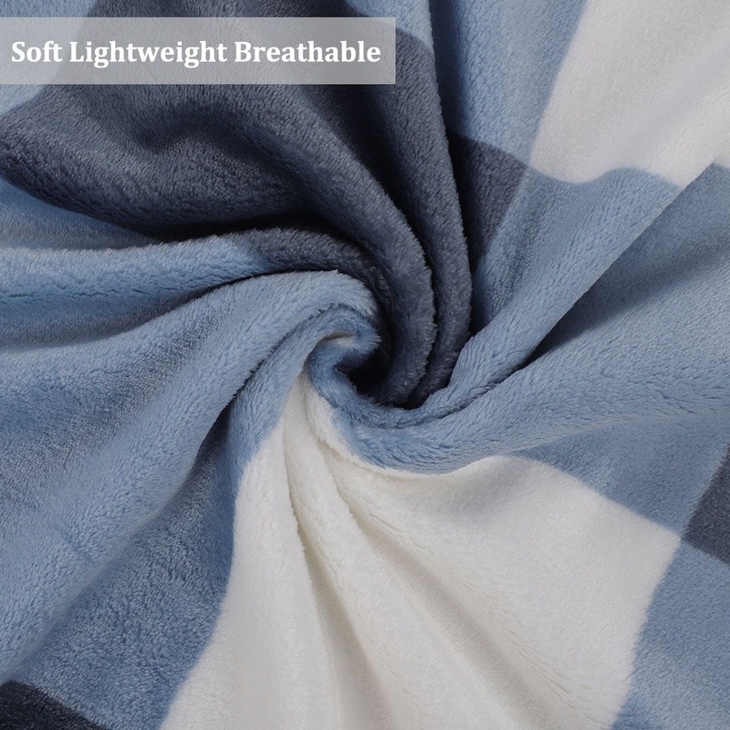 Lightweight Plush Microfiber Fleece Throw Blanket Reversible Plaid Soft Decor US