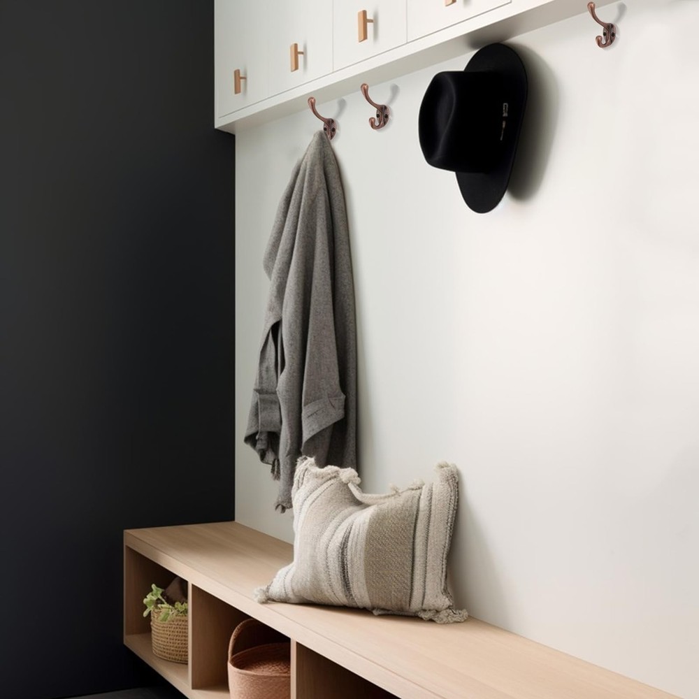 Wall Mounted Double Hooks Vintage Hardware Hooks Industrial Hooks Bronze Coat...