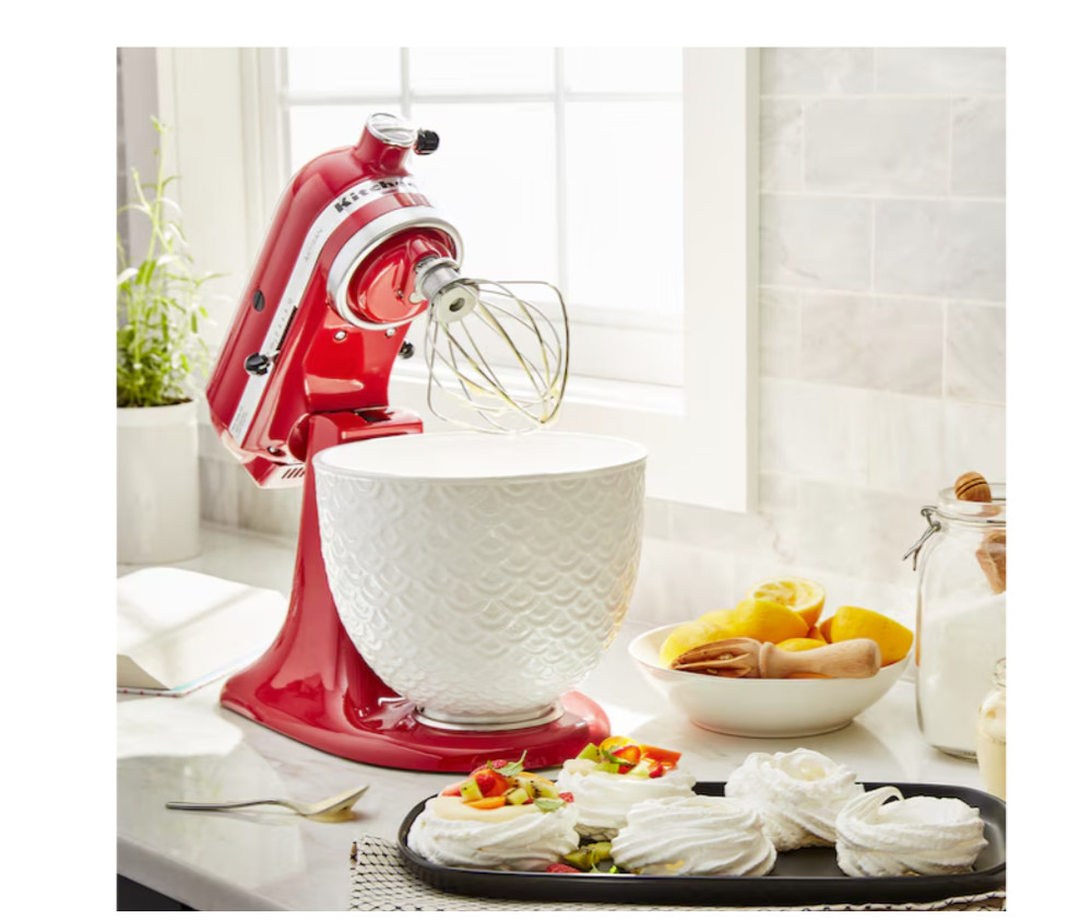 KitchenAid 5-Quart Mermaid Lace Ceramic Bowl – White (KSM2CB5TWM)