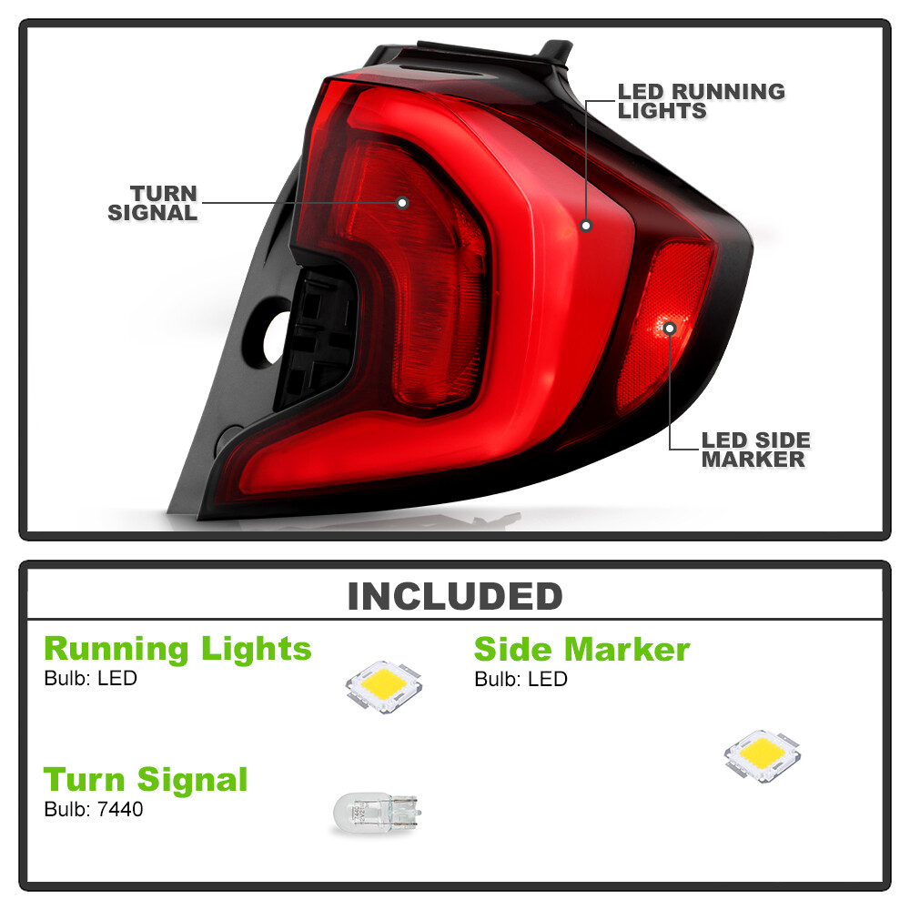 Replacement For 2018-2021 GMC Terrain SLE/SLT Outer LED Tail Light Passenger RH