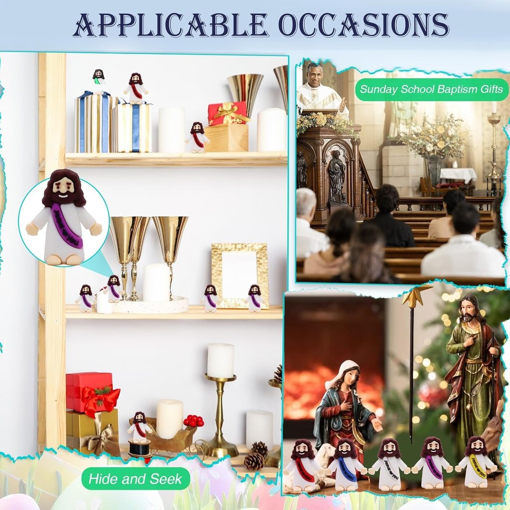 Little Jesus Figures, Mini Figurines in Bulk, Multicolor Tiny 20