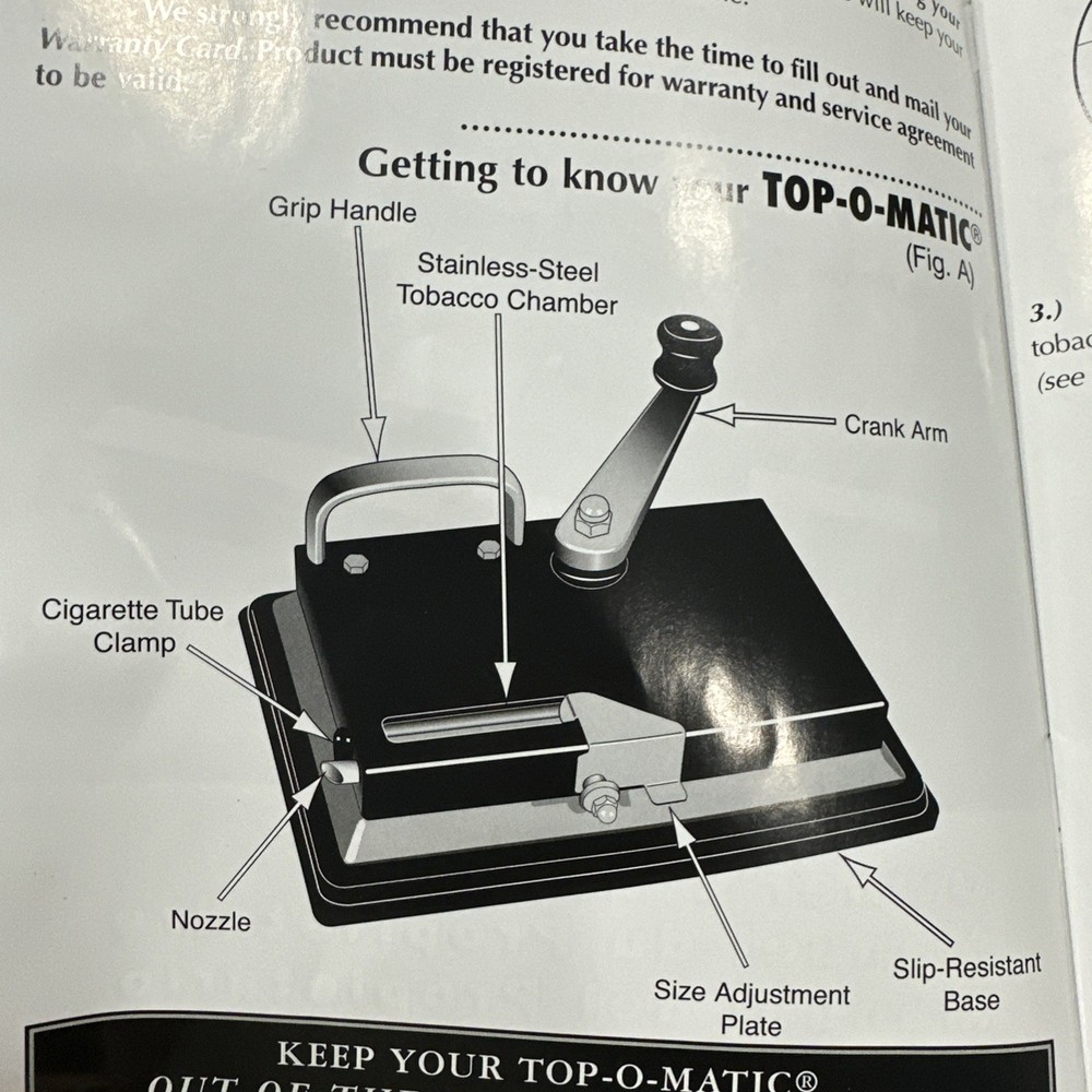 TOP O MATIC CIGARETTE ROLLING MACHINE KING SIZE & 100MM ^