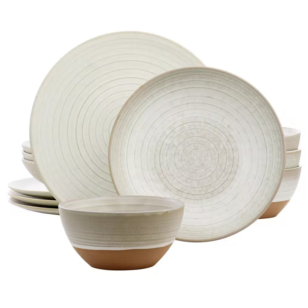 (12 Piece) Dreamweaver round Earthenware Dinnerware Set in Matte White