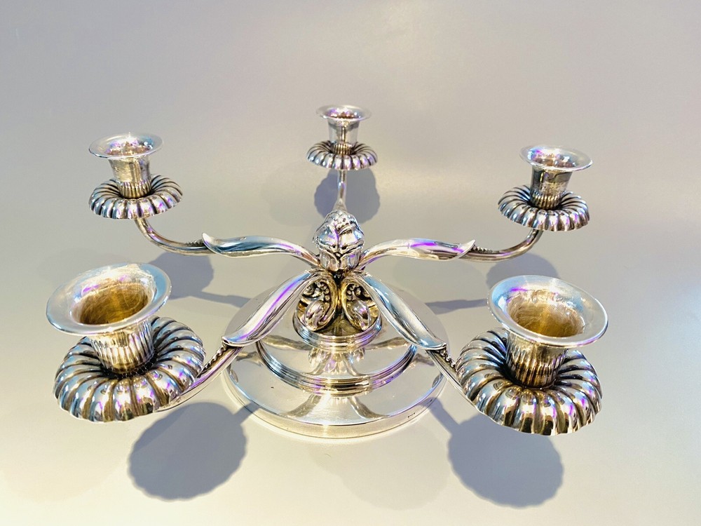Stunning 830 Silver Danish Sterling Silver Five Arm Candelabra