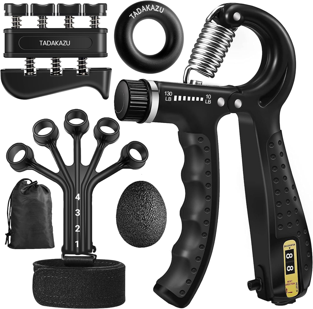 Grip Strength Trainer Kit (5 Pack) , Adjustable Resistance Hand Gripper, Finger