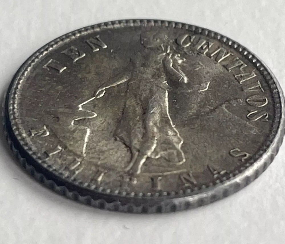1944 Philippines 10 Ten Centavos Silver Coin UNC #8