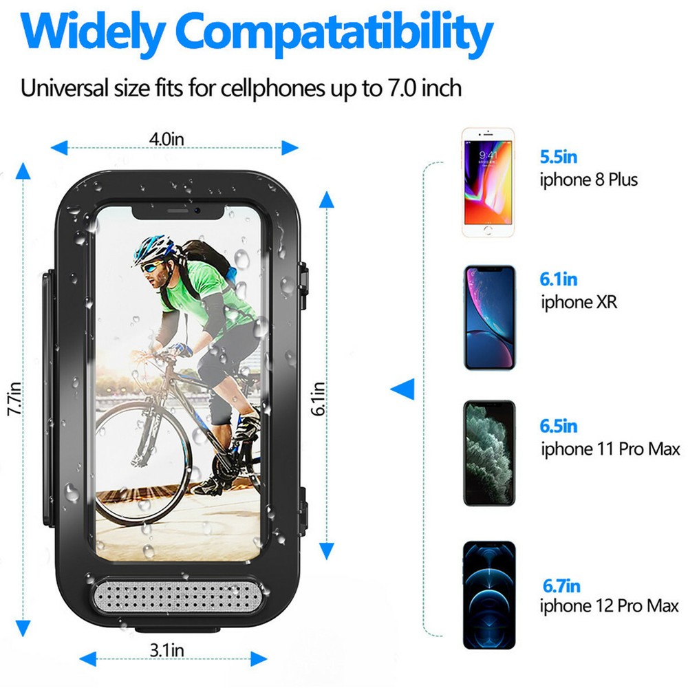 Motorcycle Handlebar Phone Mount Holder Waterproof Case for Apple iPhone Samsung