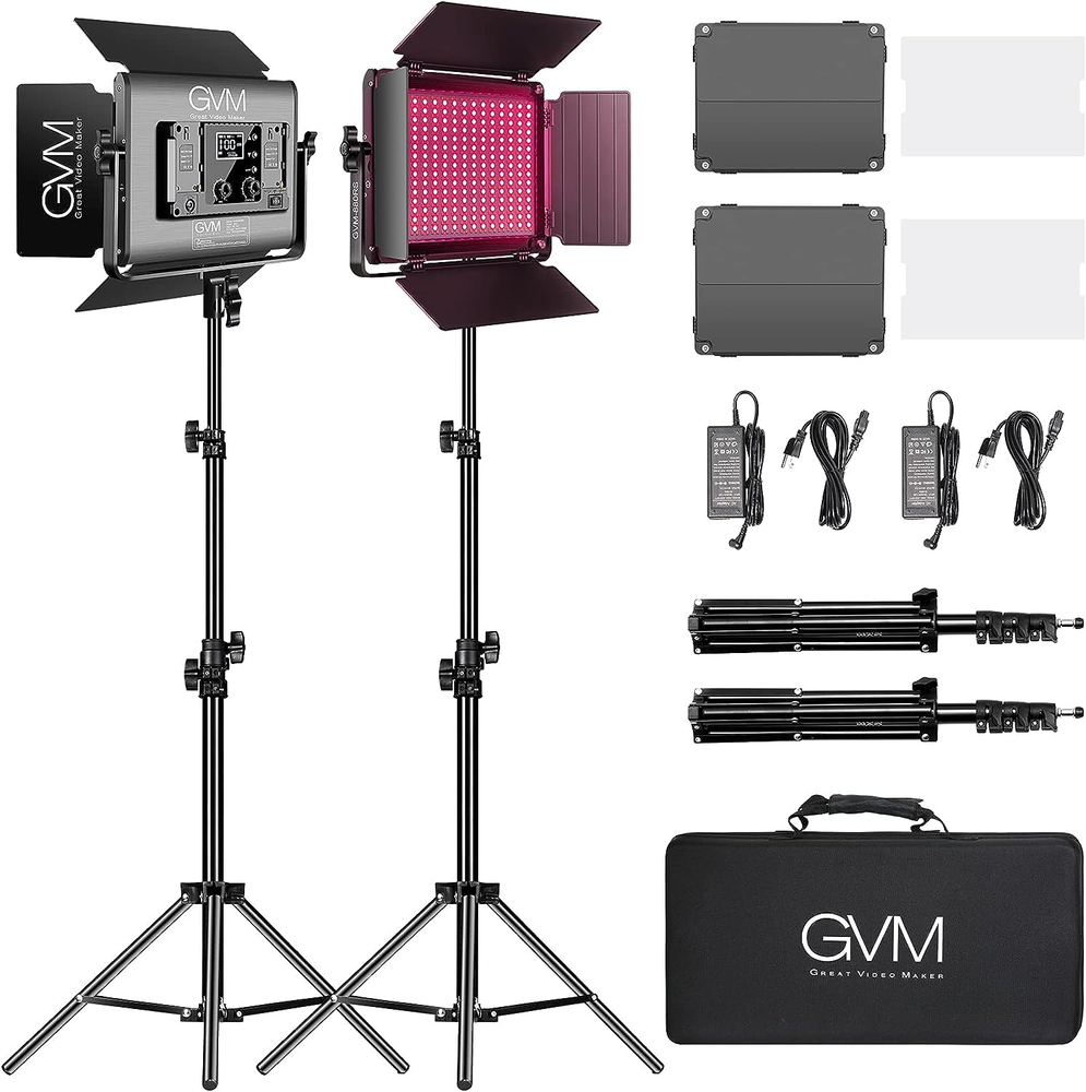 60W Photography Studio Lighting Kit RGB LED Video Light with Bluetooth Control