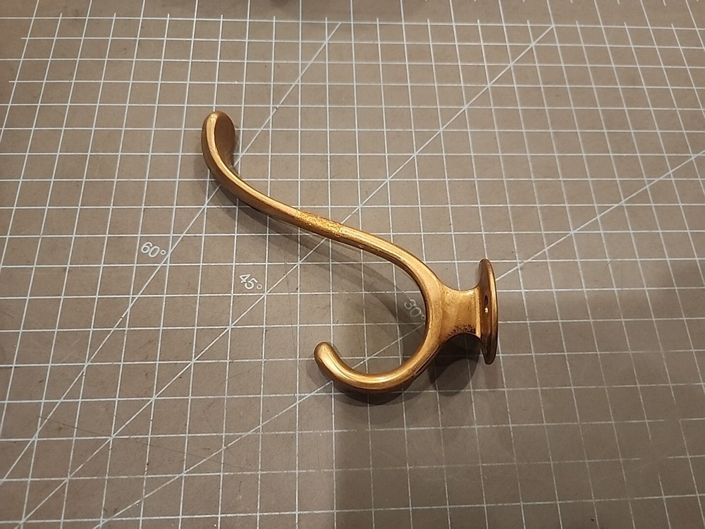 Antique Brass Double Tip Coat Hat Hook Halltree - gwBR