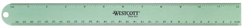 Anodized Aluminum Ruler, 12, Color Varies 14174