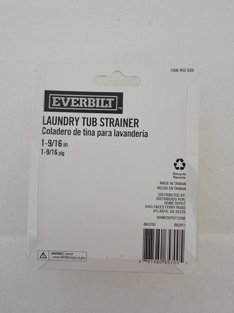 Everbilt Laundry Tub Strainer 1-9/16in.