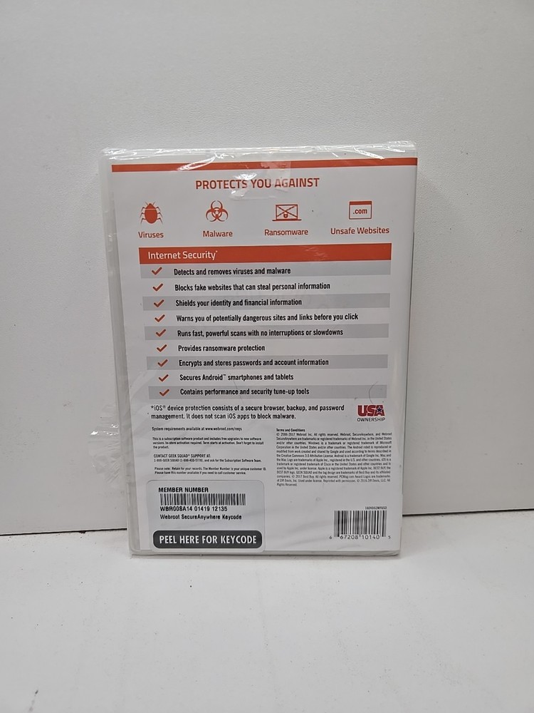 Webroot Secure Anywhere Internet Security w Antivirus PC Mac Mobile 3 Device New